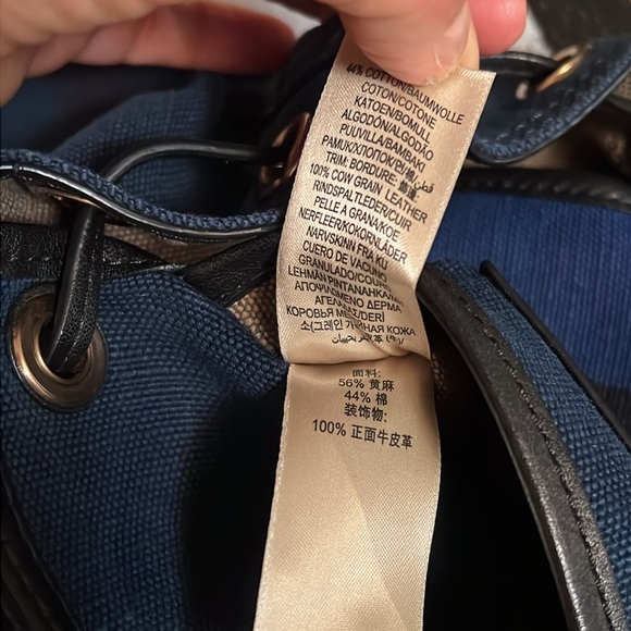 Burberry Medium Canvas Check Overdye Chiltern Backpack in Ultramarine Blue/Gold - Picture 7 of 11